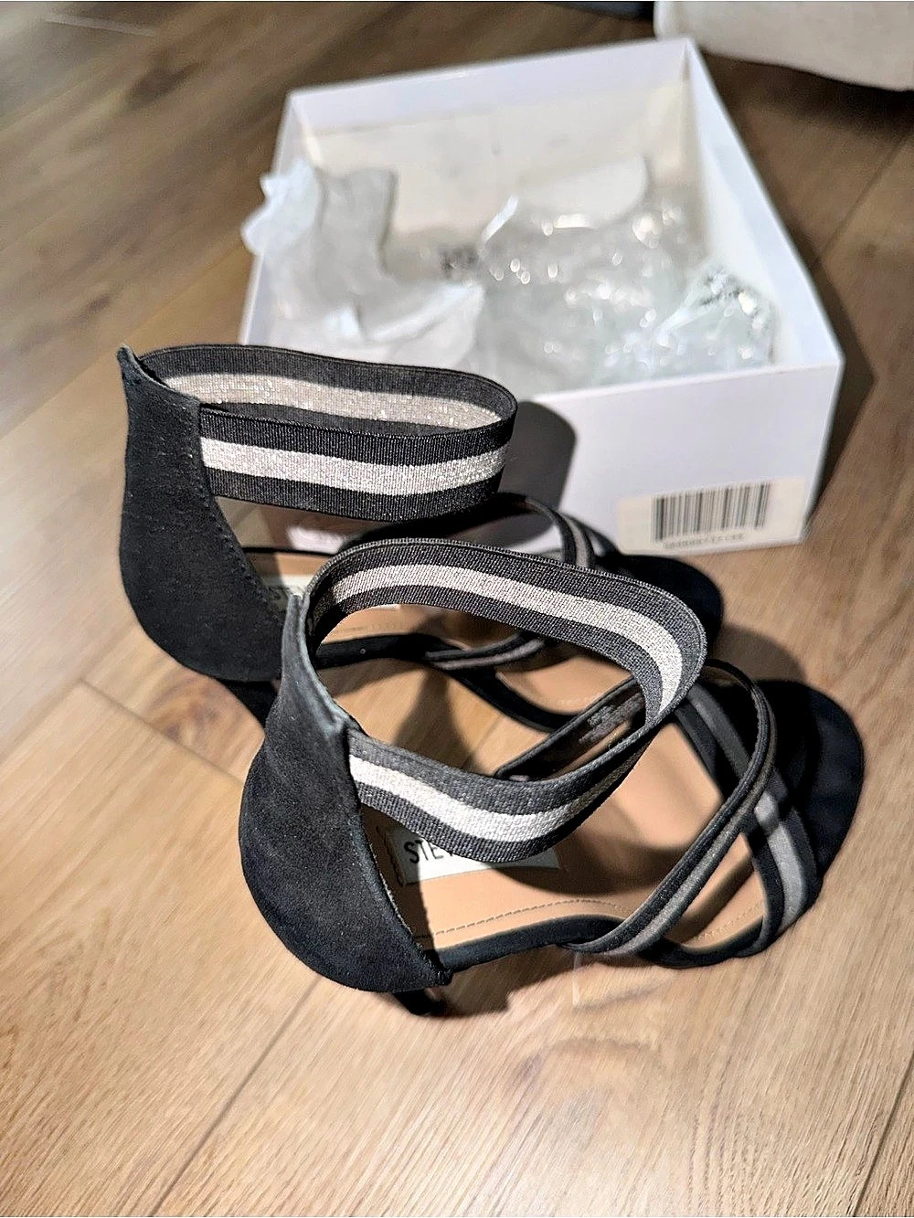 Steve Madden Black & Silver Heels